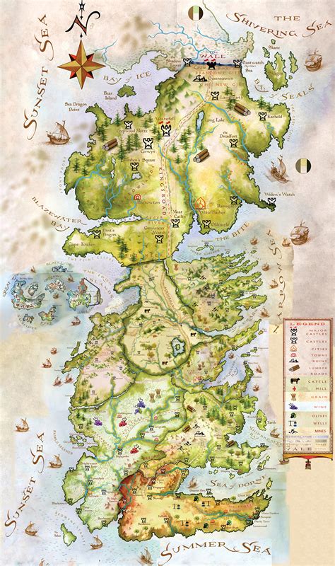 Looking at this map alone, for example, one can even see a pretty big disadvantage in the Wall P However, were you actually standing there, at the "opening", I believe those are steep cliffs and bluffs, extremely treacherous and nigh unscaleable. . High resolution westeros map